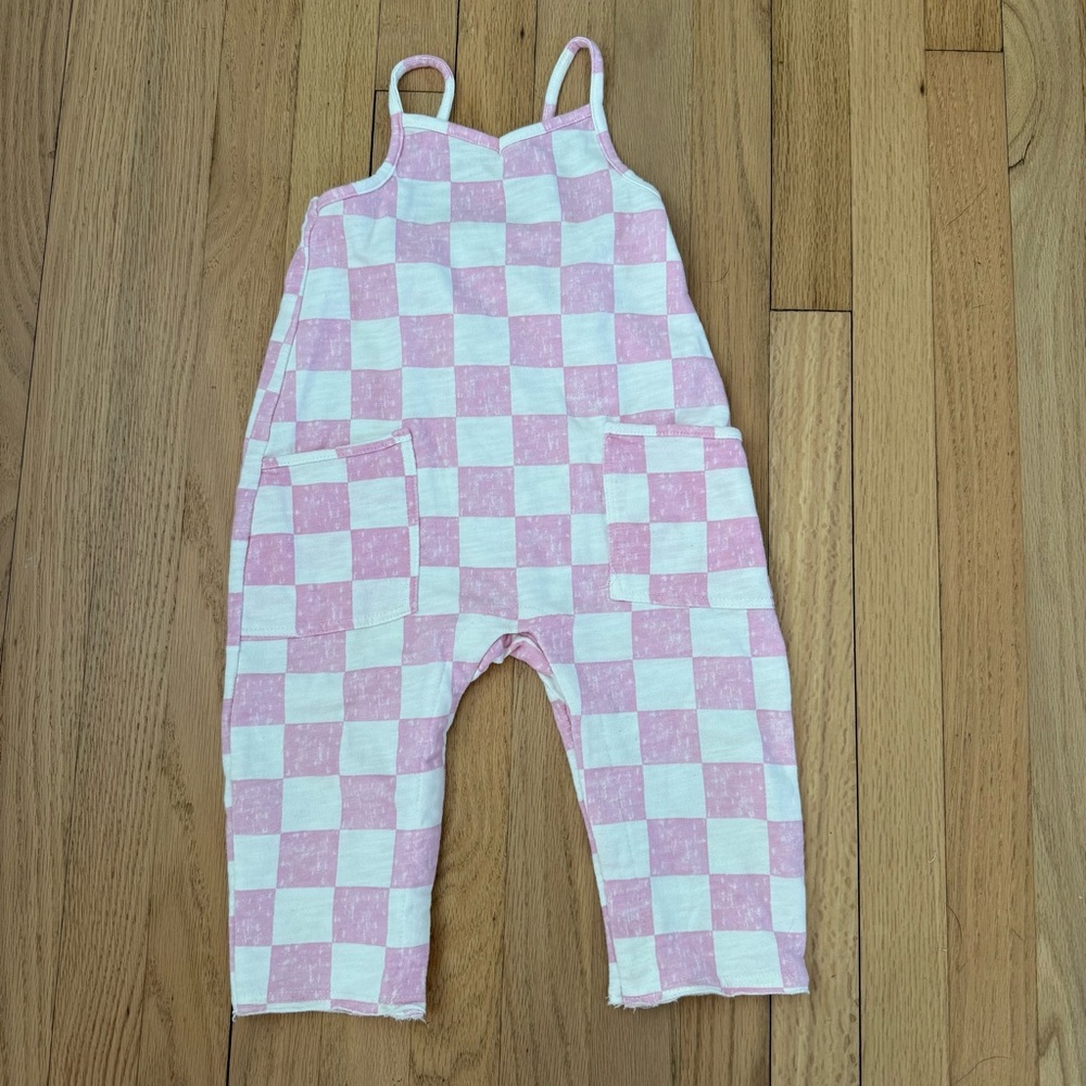 Grayson Mini Girls 2T Pink & White Checkered Sleeveless Romper - Picture 2 of 6
